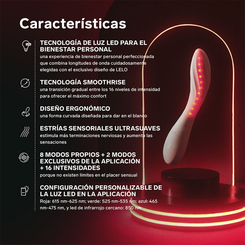 LELO - MONA SPECTRA MASSAGGIATORE INTIMO A LUCE ROSSA RICARICABILE E CONTROLLABILE TRAMITE APP – Vibratori con APP – foto 6