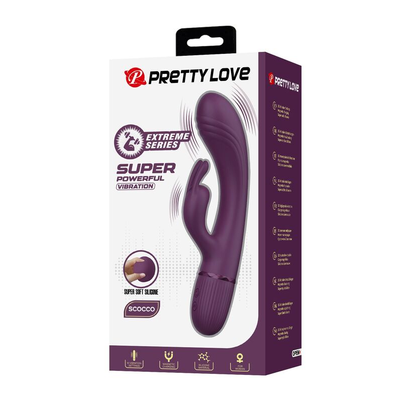 PRETTY LOVE - ROCCO VIBRATORE A FORMA DI CONIGLIO RICARICABILE 10 FUNZIONI VIOLA – Vibratori di coniglio – foto 3