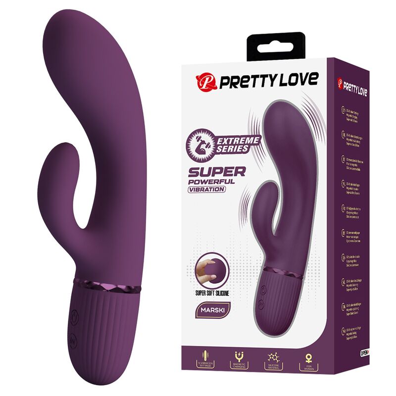 PRETTY LOVE - MARGIE VIBRATORE A FORMA DI CONIGLIO RICARICABILE 10 FUNZIONI VIOLA – Vibratori di coniglio