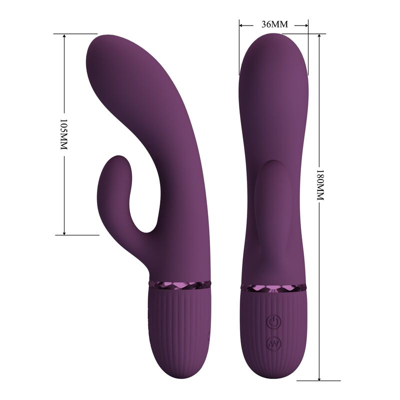 PRETTY LOVE - MARGIE VIBRATORE A FORMA DI CONIGLIO RICARICABILE 10 FUNZIONI VIOLA – Vibratori di coniglio – foto 8