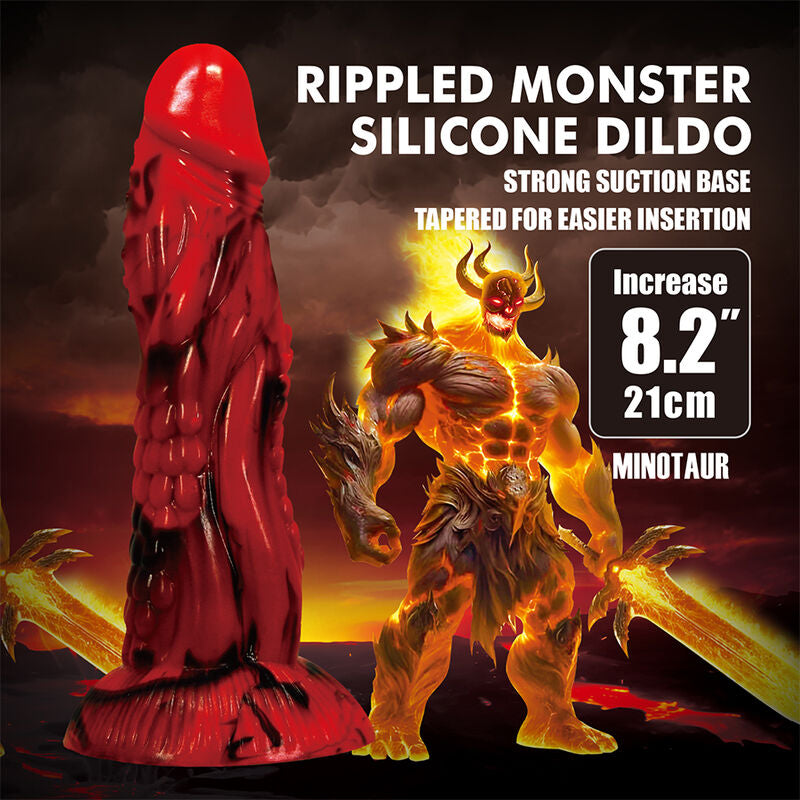 POWER MONSTERS - DILDO FANTASY MINOTAURO CON VENTOSA 21 CM Ø 5 CM ROSSO E NERO – Falli senza vibrazioni – foto 7