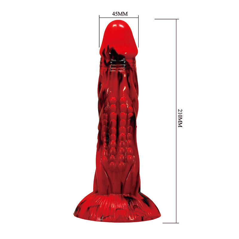 POWER MONSTERS - DILDO FANTASY MINOTAURO CON VENTOSA 21 CM Ø 5 CM ROSSO E NERO – Falli senza vibrazioni – foto 5
