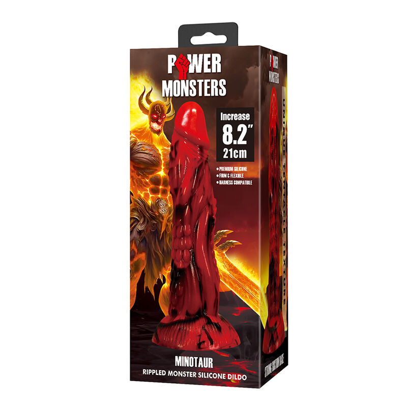 POWER MONSTERS - DILDO FANTASY MINOTAURO CON VENTOSA 21 CM Ø 5 CM ROSSO E NERO – Falli senza vibrazioni – foto 6
