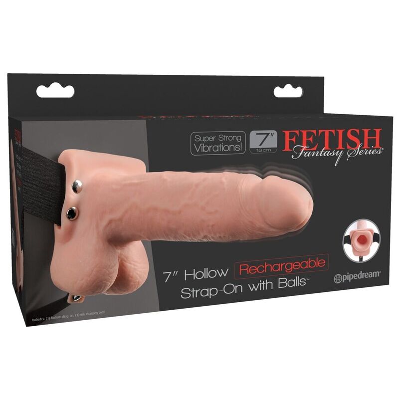 FETISH FANTASY SERIES - STRAP-ON VIBRANTE CAVO REALISTICO CON SFERE DA 17,8 CM – Imbracature a vibrazione
