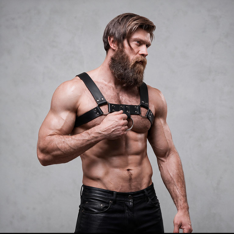FETISH SUBMISSIVE ATTITUDE - IMBRACATURA PER IL PETTO IN ECOPELLE DA UOMO – Imbracature da uomo – foto 3