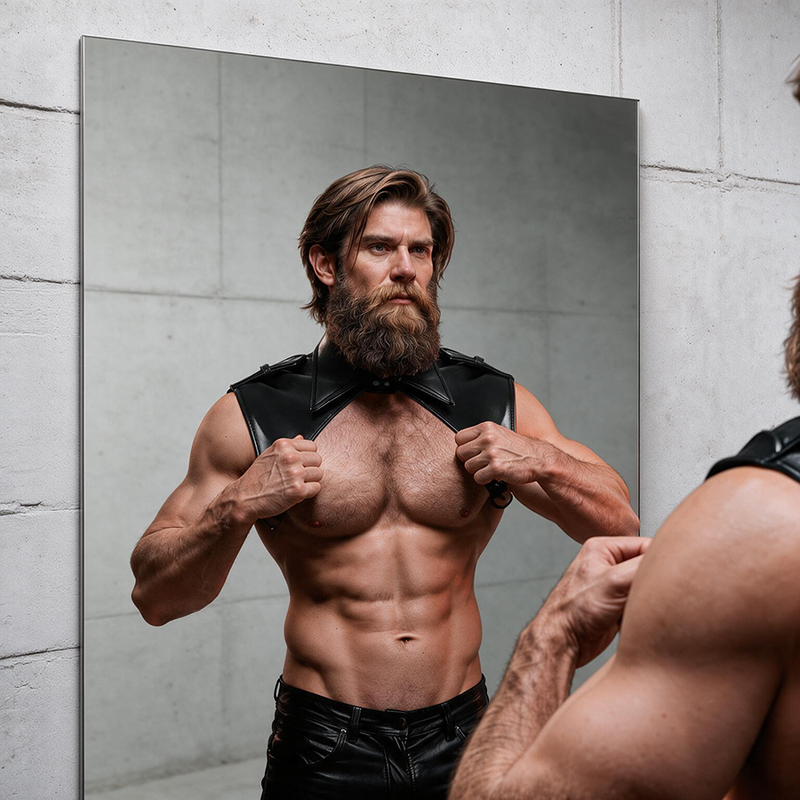 FETISH SUBMISSIVE ATTITUDE - IMBRACATURA PER IL COLLO IN ECOPELLE REGOLABILE DA UOMO BRIGADE – Imbracature da uomo – foto 5