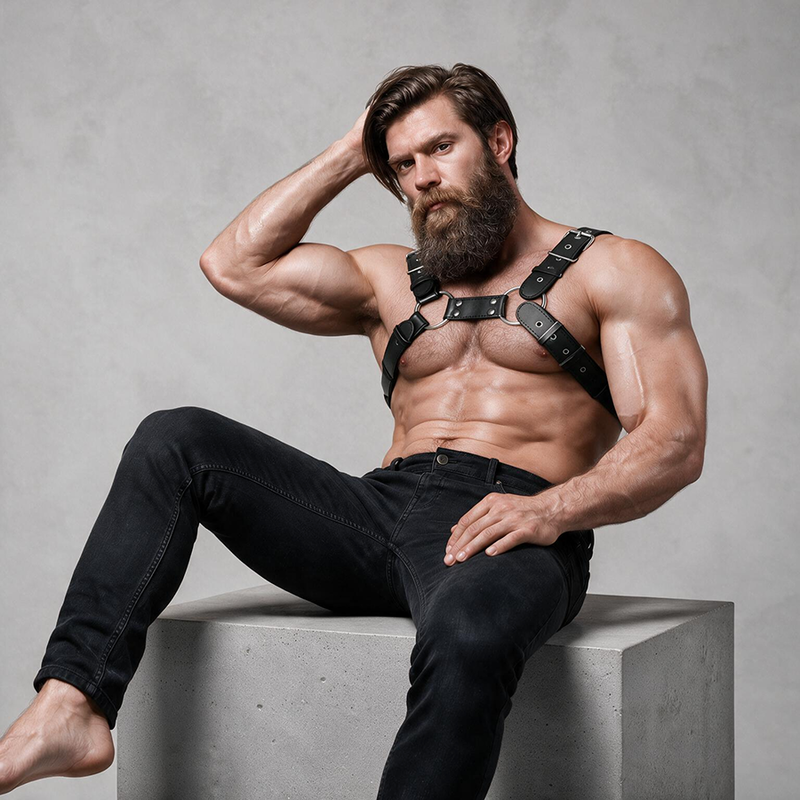 FETISH SUBMISSIVE ATTITUDINE - IMBRACATURA PER BULLDOG IN ECOPELLE REGOLABILE DA UOMO – Imbracature da uomo – foto 4