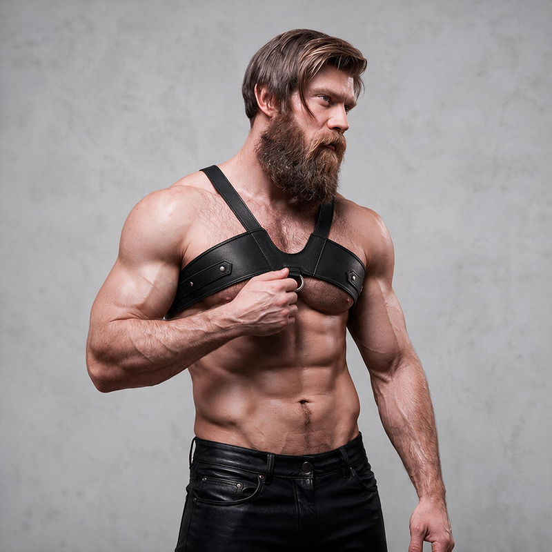 FETISH SUBMISSIVE ATTITUDE - IMBRACATURA PER IL PETTO IN ECOPELLE DELLA BRIGATA UOMO – Imbracature da uomo – foto 3