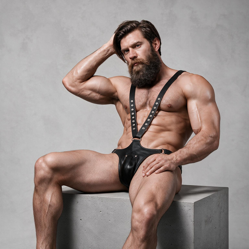 FETISH SUBMISSIVE ATTITUDE - IMBRACATURA IN ECOPELLE A FORMA DI V PER UOMO – Imbracature da uomo – foto 4