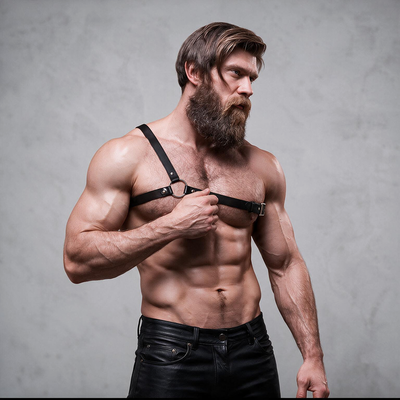 FETISH SUBMISSIVE - ATTITUDE IMBRACATURA IN ECOPELLE CON SPALLE INCROCIATE PER UOMO – Imbracature da uomo – foto 3