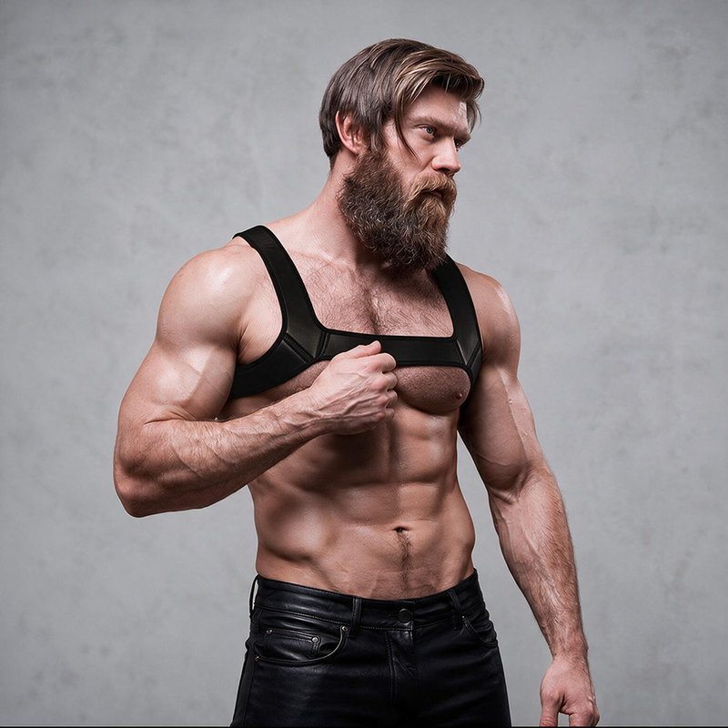 FETISH SUBMISSIVE ATTITUDINE - IMBRACATURA PER IL PETTO IN NEOPRENE PER UOMINI TAGLIA M – Imbracature da uomo – foto 3