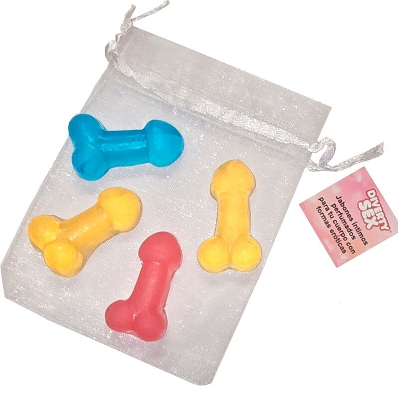 DIABLO PICANTE - 4 MINI SAPONI PROFUMATI A FORMA DI PENE – Giochi di addio singoli