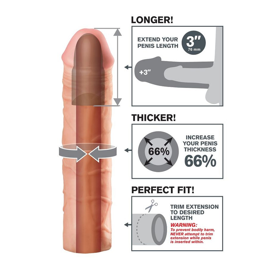 FANTASY X- TENSIONS - MEGA 3 EXTENSION CARNE – Copri pene con estensione – foto 4