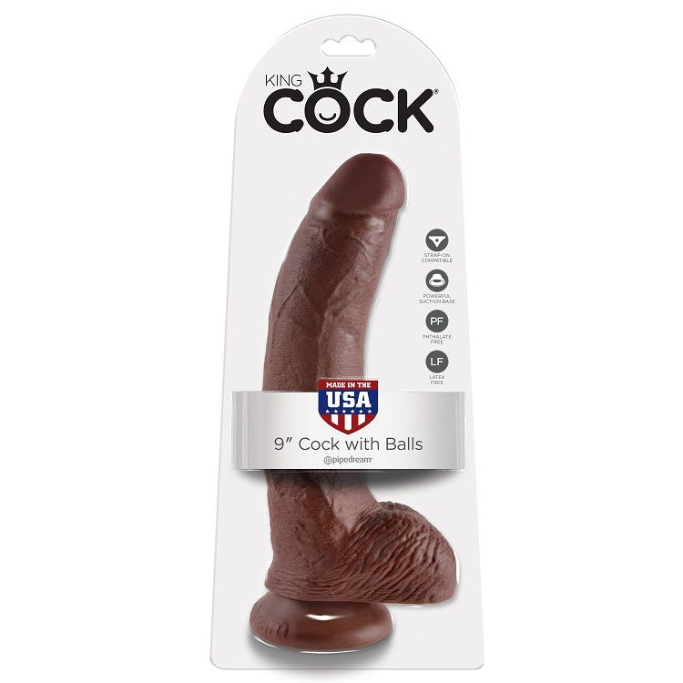KING COCK - 9 DILDO MARRONE CON SFERE 22.9 CM – Peni realistici – foto 2