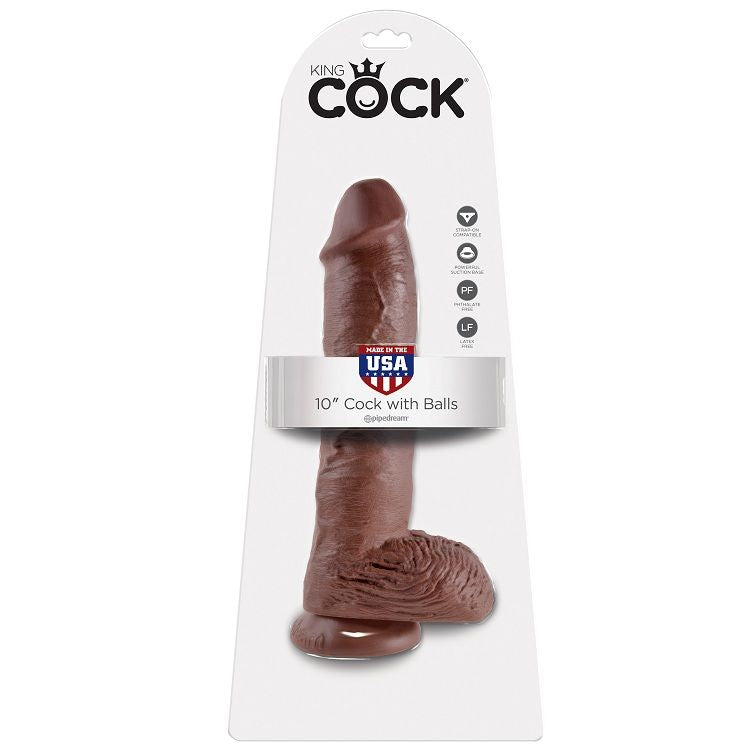 KING COCK - 10 DILDO MARRONE CON SFERE 25.4 CM – Peni realistici – foto 2
