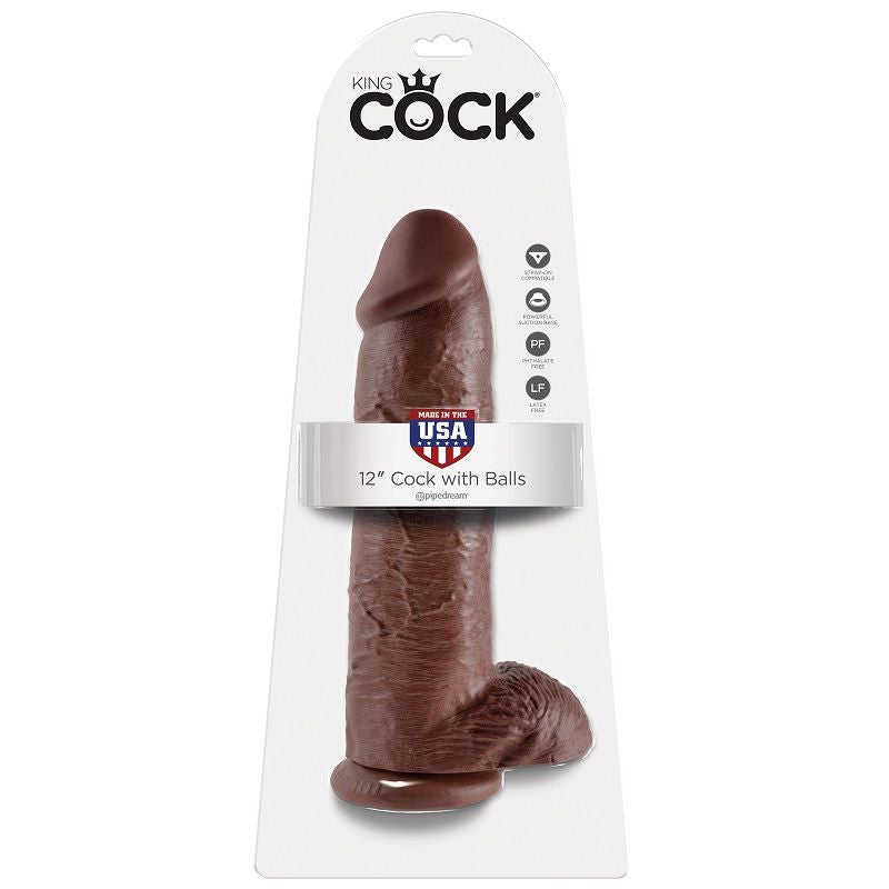 KING COCK - DILDO MARRONE CON SFERE 30.48 CM – Peni realistici – foto 5