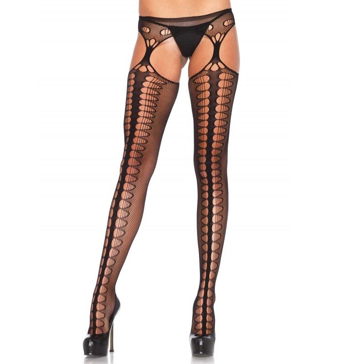 LEG AVENUE - COLLANT CON GIARRETTIERA ESCLUSIVO NERO – Calze giarrettiera