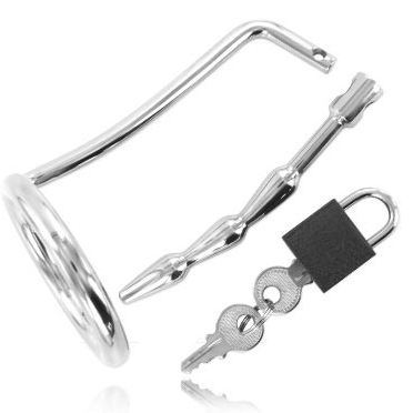 METAL HARD - ANELLO PER TESTICOLI CON TAPPO DI CASTIT URETRALE – Anelli per pene in metallo BDSM