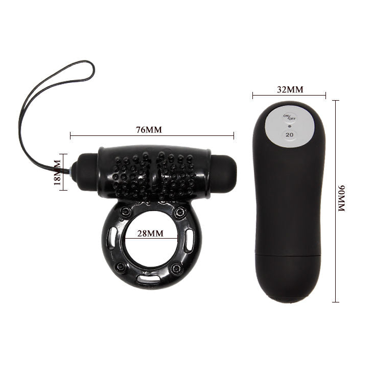 BAILE - TELECOMANDO RING NERO 20V – Cockring con vibrazione – foto 4