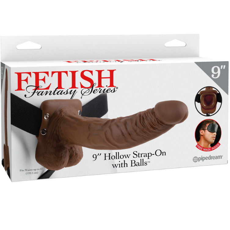 FETISH FANTASY SERIES - SERIES 9 HOLLOW STRAP-ON CON SFERE 22.9CM MARRONE – Estensore del pene con imbracatura