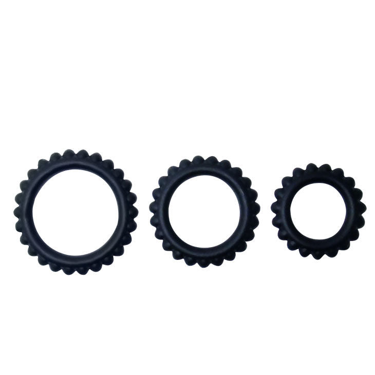 BAILE - TITAN SET 3 PZ ANELLI PER IL CAZZO NERO 2.8 + 2.4 + 1.9 CM – Cockring senza vibrazione – foto 2