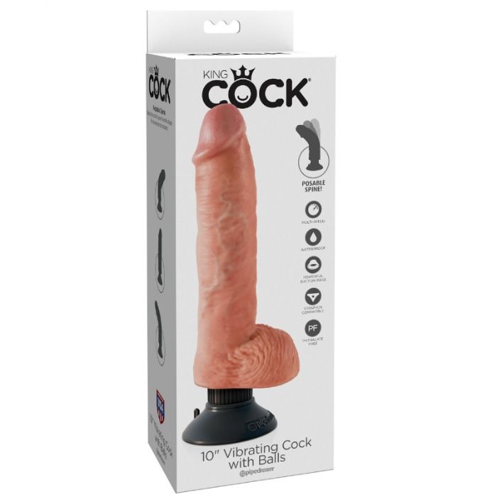 KING COCK - DILDO VIBRANTE CON TESTICOLI 25.5 CM COLORE NATURALE – Vibratori realistici – foto 2