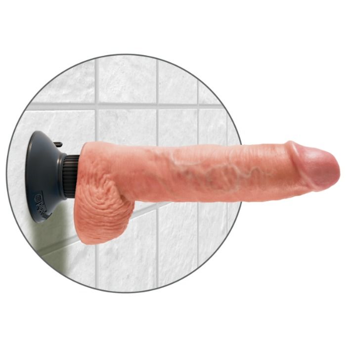 KING COCK - DILDO VIBRANTE CON TESTICOLI 25.5 CM COLORE NATURALE – Vibratori realistici – foto 4