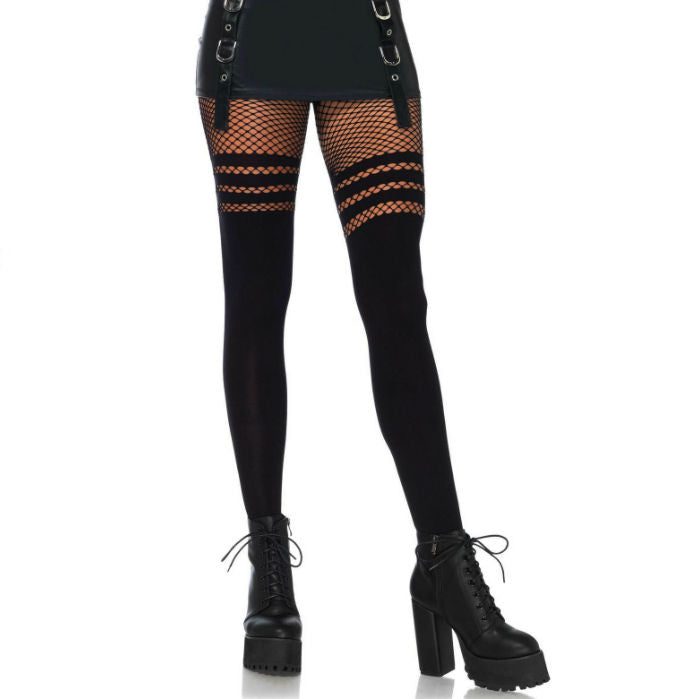 LEG AVENUE - COLLANT CON RIGHE FISNHET – Calzini