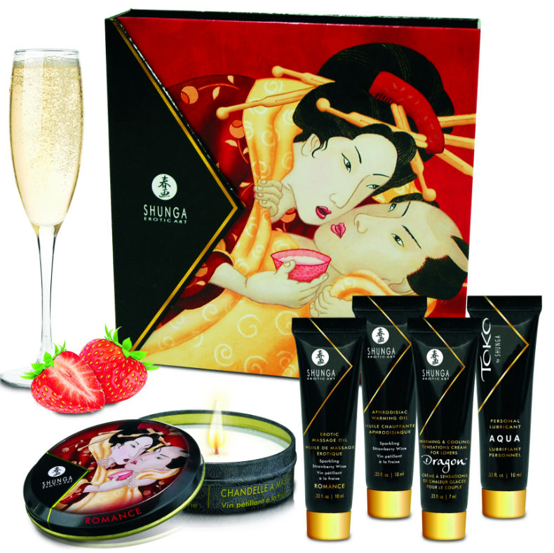 SHUNGA - KIT SEGRETO GEISHA FRAGOLE E CAVA – Kit per massaggi