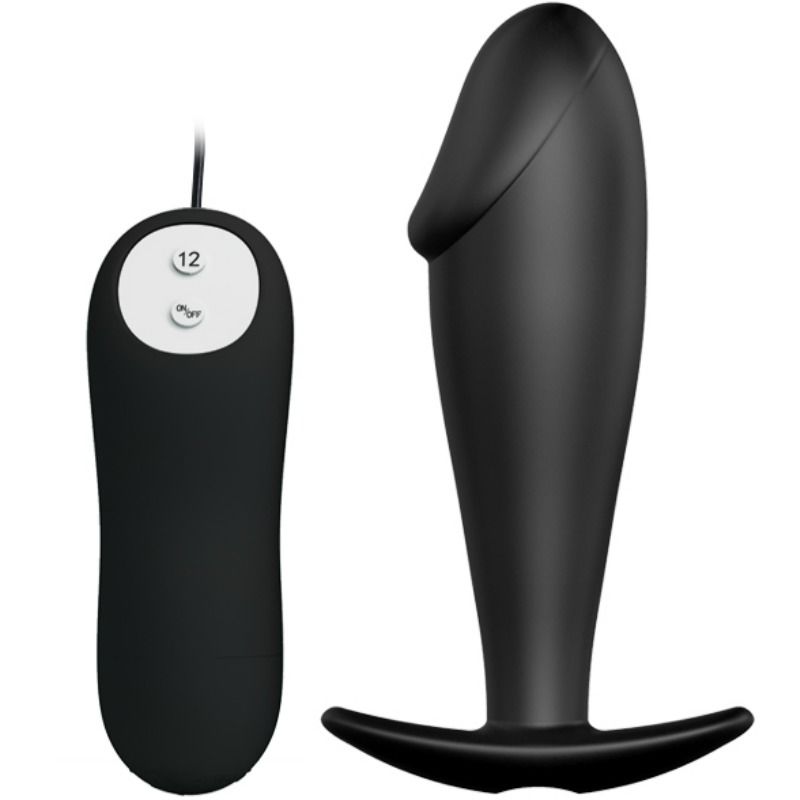 PRETTY LOVE - PLUG ANALE IN SILICONE FORMA DEL PENE E 12 MODALIT DI VIBRAZIONE NERO – Vibratori anali