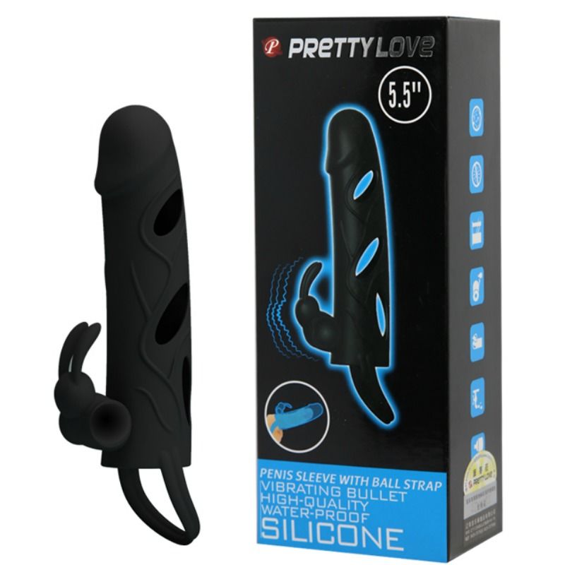 PRETTY LOVE - COPERTURA IN SILICONE CON VIBRAZIONE 14 CM 1.0 – Copri pene con estensione – foto 8