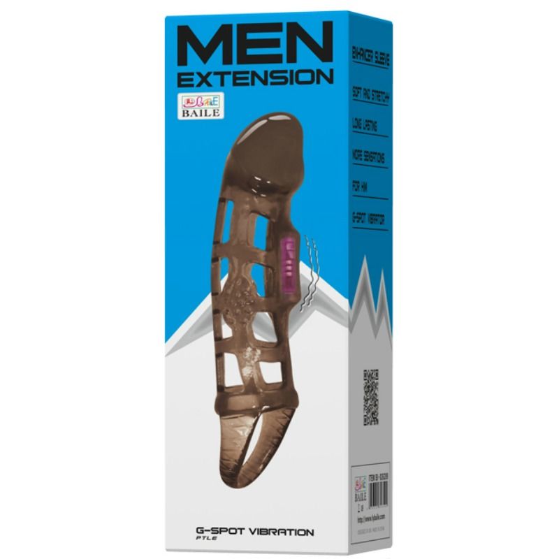 BAILE - MANICOTTO ESTENSIONE PER PENE DA BALLO CON VIBRAZIONE E CINTURINO 13.5 CM – Copri pene con estensione – foto 2