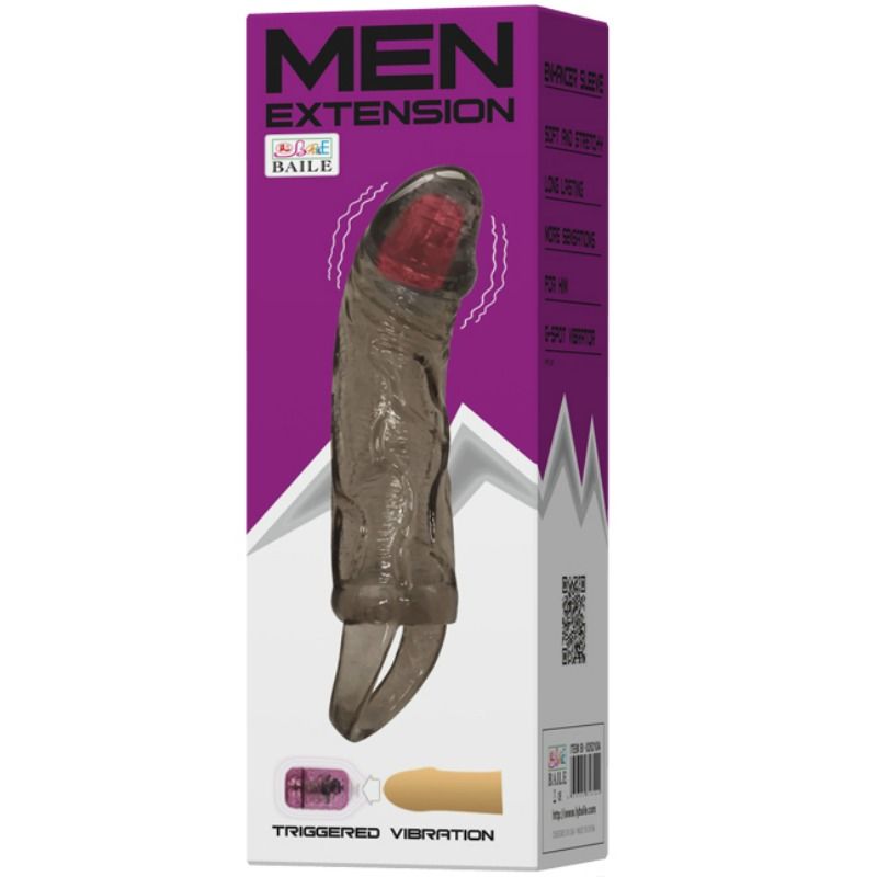 BAILE - GUAINA PER ESTENSORE DEL PENE CON VIBRAZIONE E CINGHIA PER TESTICOLI 13.5 CM – Copri pene con estensione – foto 2