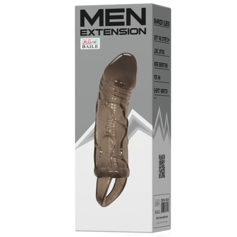 BAILE - COPERTURA ESTENSORE PENE CON CINTURINO PER TESTICOLI NERO 13.5 CM – Copri pene con estensione – foto 2