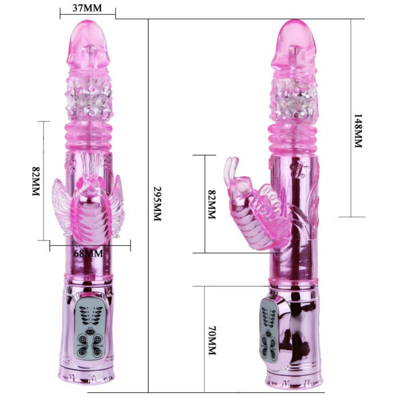 BAILE - VIBRATORE RICARICABILE CON ROTAZIONE E STIMOLATORE A FARFALLA PULSANTE – Rotatori vibranti – foto 6