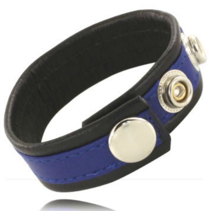 LEATHER BODY - CINTURINO IN PELLE REGOLABILE PER PENE BLU-NERO – Cockring senza vibrazione