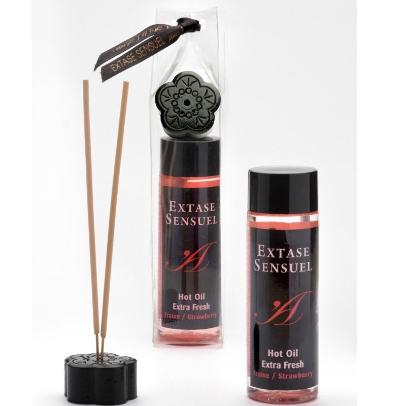EXTASE SENSUAL - OLIO DA MASSAGGIO CON EFFETTO FRAGOLA EXTRA FRESCO 100 ML – Con effetto termico