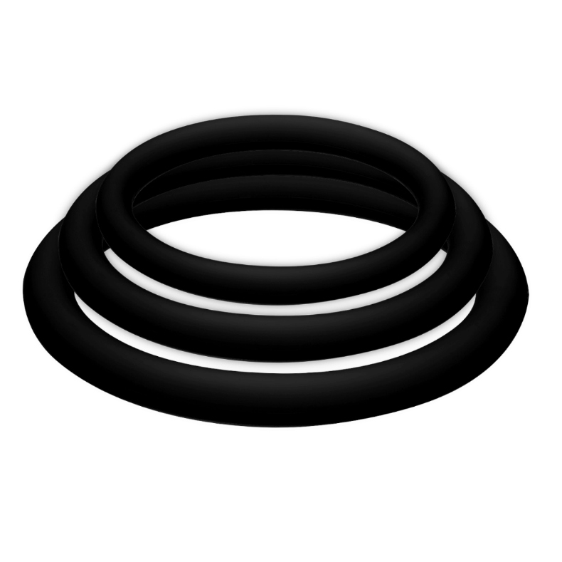 JOYDIVISION POTENZDUO - PLUS SET 3 ANELLI NERO - S, M, L – Cockring senza vibrazione