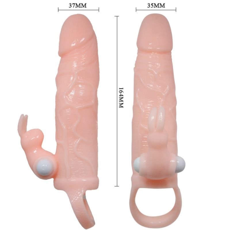 BAILE - COPERTURA PENE UOMO CORAGGIOSO CON CONIGLIO E CARNE DOPPIO MOTORE 16.5 CM – Copri pene con estensione – foto 4
