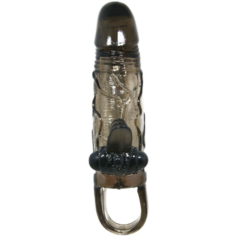 BAILE - COPRI PENE BRAVE MAN CON CLIT E STIMOLAZIONE ANALE DOPPIO BULLET NERO 16.5 CM – Copri pene con estensione – foto 3