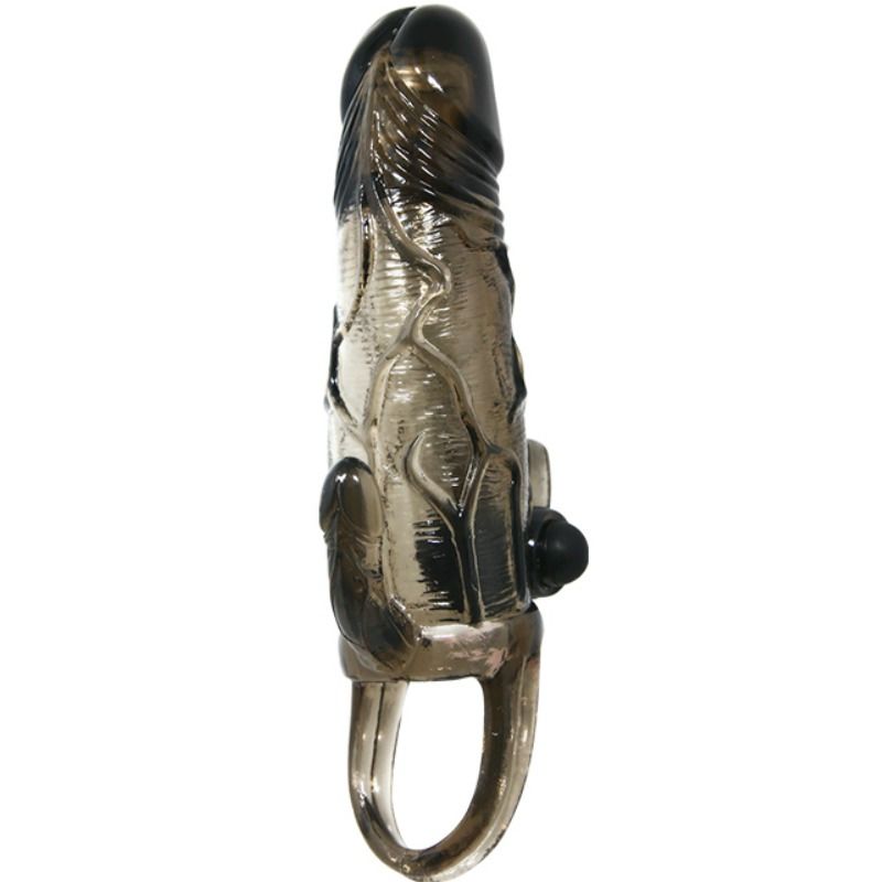 BAILE - COPRI PENE BRAVE MAN CON CLIT E STIMOLAZIONE ANALE DOPPIO BULLET NERO 16.5 CM – Copri pene con estensione – foto 5