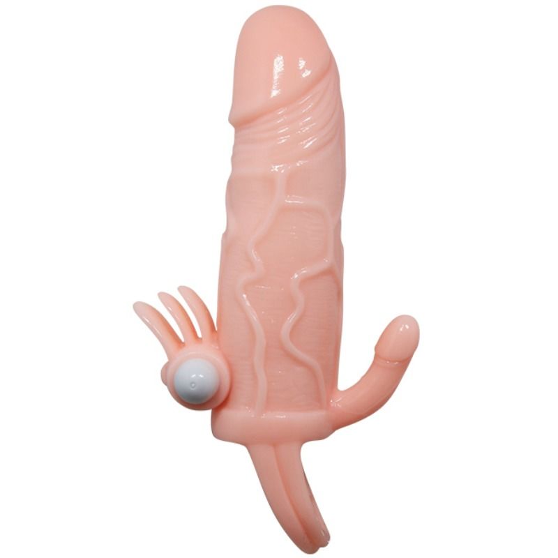 BAILE - COPERTURA PENE UOMO CORAGGIOSO CON CLITITO E CARNE PER STIMOLAZIONE ANALE 16.5 CM – Copri pene con estensione – foto 4