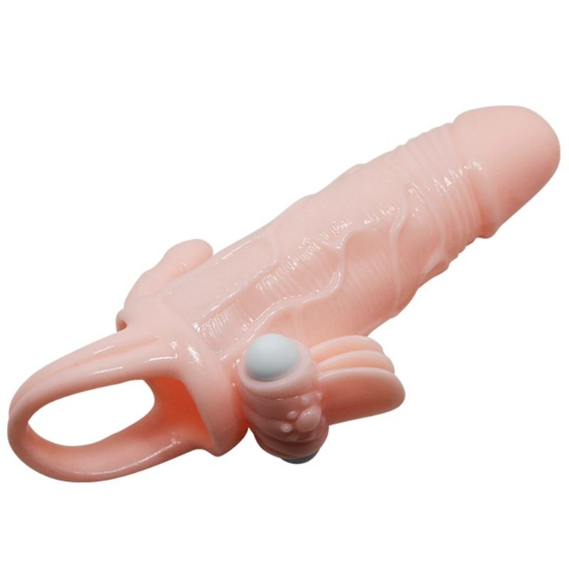 BAILE - COPERTURA PENE UOMO CORAGGIOSO CON CLITITO E CARNE PER STIMOLAZIONE ANALE 16.5 CM – Copri pene con estensione – foto 6