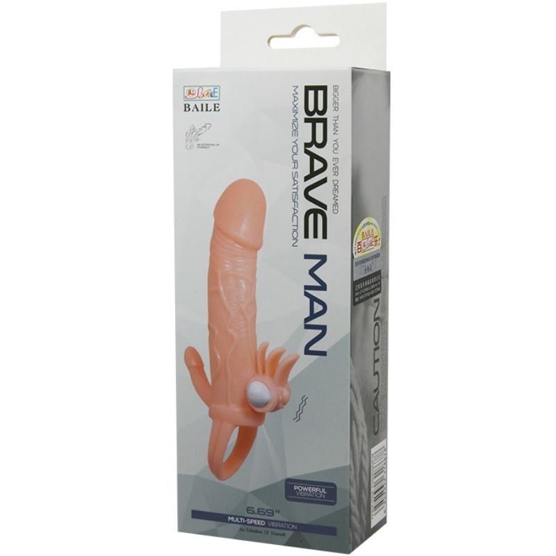 BAILE - COPERTURA PENE UOMO CORAGGIOSO CON CLITITO E CARNE PER STIMOLAZIONE ANALE 16.5 CM – Copri pene con estensione – foto 10