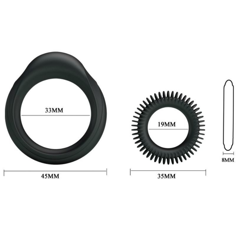 BAILE - KIT 2 ANELLI IN SILICONE RING MANHOOD – Cockring senza vibrazione – foto 5