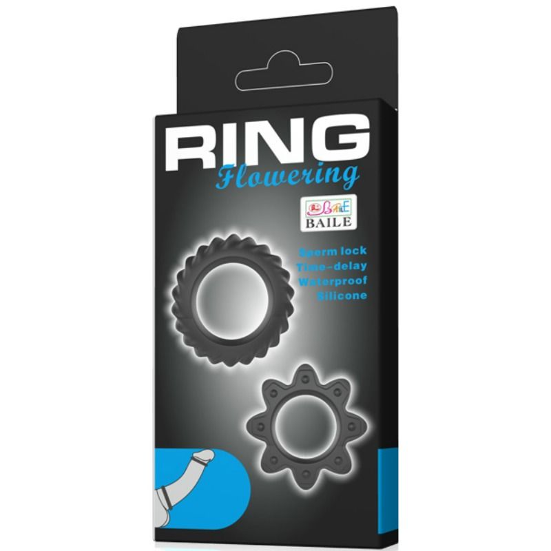 BAILE - KIT 2 ANELLI FIORITI IN SILICONE – Cockring senza vibrazione – foto 6