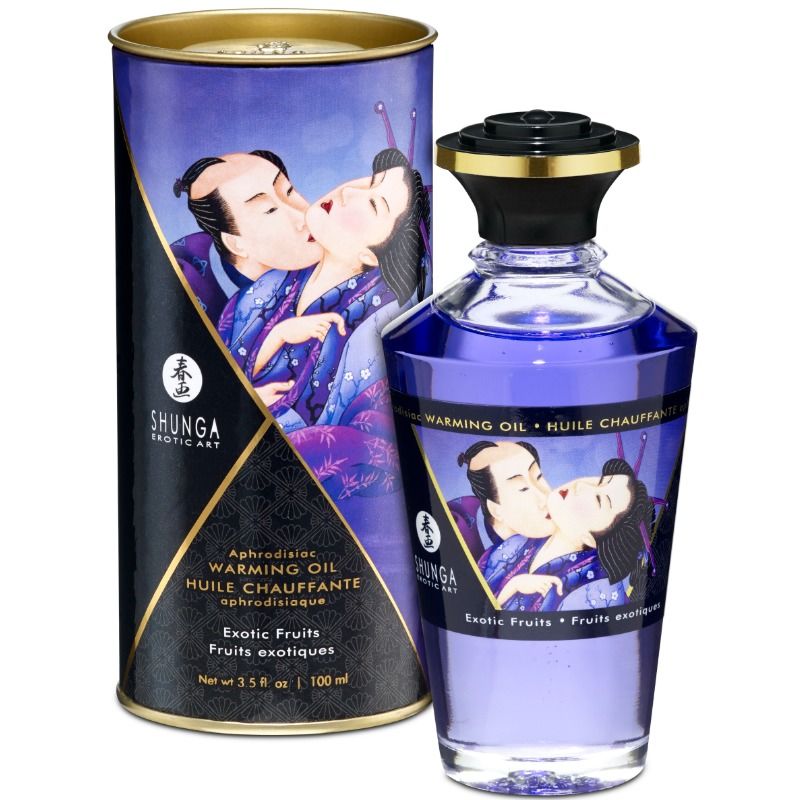 SHUNGA - OLIO DA MASSAGGIO EFFETTO CALORE SAPORE DI FRUTTA ESOTICA 100 ML – Con effetto termico