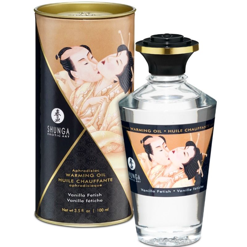 SHUNGA - OLIO DA MASSAGGIO EFFETTO CALDO AL GUSTO VANIGLIA FETISH 100 ML – Con effetto termico