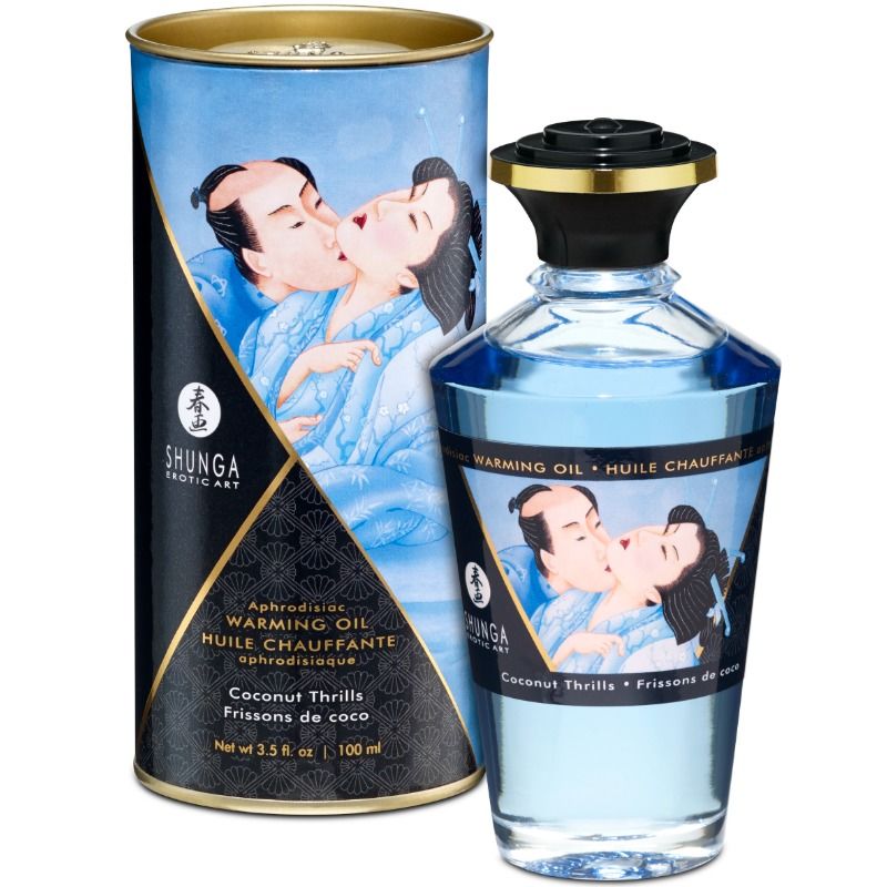 SHUNGA - OLIO DA MASSAGGIO EFFETTO CALORE AL GUSTO DI COCCO 100 ML – Con effetto termico