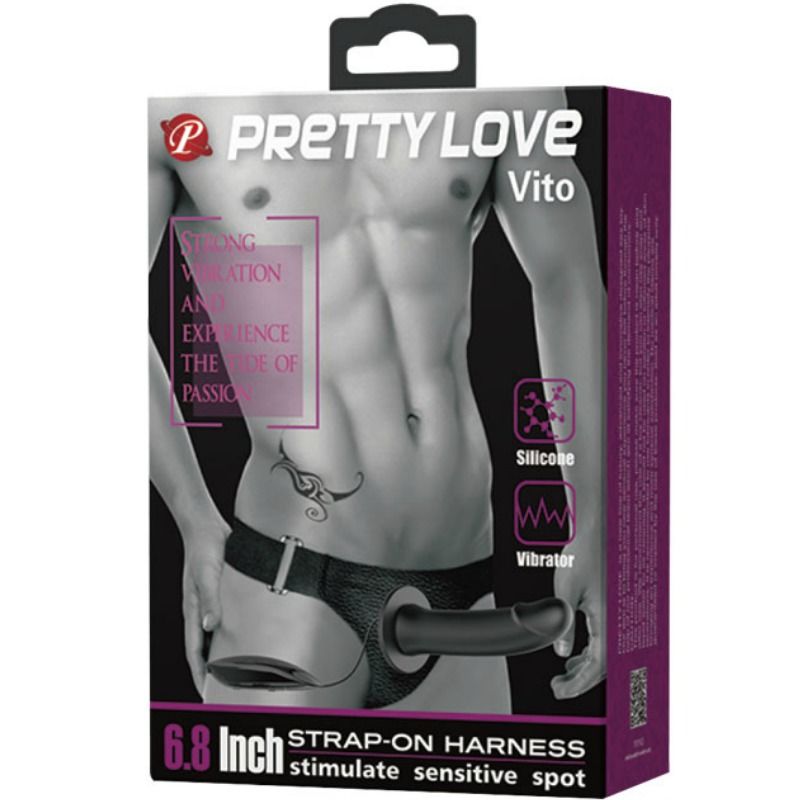 PRETTY LOVE - VITO STRAP ON CON DILDO CAVO E VIBRAZIONE 17.3 CM – Estensore del pene con imbracatura – foto 7